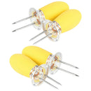 4 Pieces Outdoor Barbecue Skewer Corn Cob Needle Fruit Fork Holder Yellow