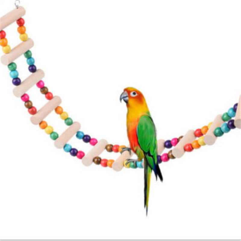 Bird Swing Wooden Bridge Ladder Climb Cockatiel Parakeet Budgie Parrot Pet ToysZ