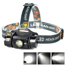Balck 350LM LED Headlamp Rechargeable Head Light Lamp IR Sensor Torch Flashlight