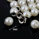 100 Pearls Rivets Studs Set For Dress Clothes Bracelet Bag Crafts  6mm