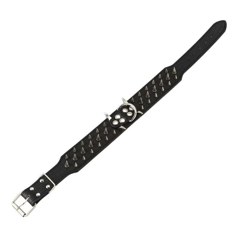 Sharp Spiked Studded PU Leather Collar for Large Dog Pet Pitbull Mastiff Du