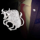 Cattle Brooch Jewelry Rhinestone Crystal Bull Cow Animal Brooches Metal SEAU