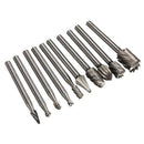 10pcs 3mm Shank Milling Rotary File Burrs Bit Set Wood Carving Rasps Set