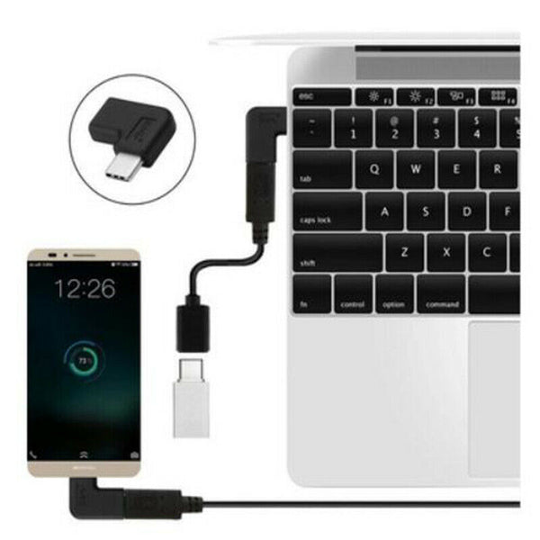 USB-C USB 3.1 Type C Male to Female Adapter Connector 90 Degrees Angle Jack PlFT