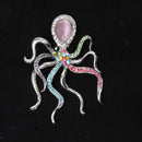 Octopus Pin Brooch Sparkling Rhinestone Crystal Sea Animal Octopus Brooch