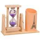 Wooden Sandglass Desktop Organizer Office Decor Pen Pencil Storage.! Holder H9U5