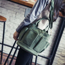 Fashion Canvas Pleated Double Pocket Tote Bag Fashion Shoulder Cross Body B