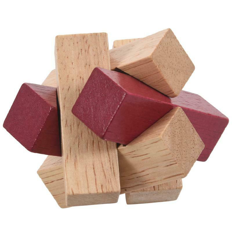 Wooden Unlock Ring Lock Wood Knot Locks Logic Puzzle Burr Puzzles Brain Tea V6Q9