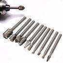 10pcs 3mm Shank Milling Rotary File Burrs Bit Set Wood Carving Rasps Set