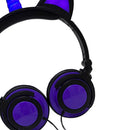 Cat Ear Unicorn Kids Headphones LED Flashing Girls Headband black purple