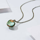 Double Sided Glass Glow in the Dark World Map Galaxy Planet Necklace Pendant