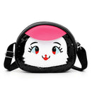 Cartoon Print Bag Girl Kids Sequins Shoulder Messenger Leather Bags (Black) A
