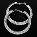 1 pair Creoles Earrings Alloy Earrings with 2-Row Rhinestone Diameter of 40 S7E3
