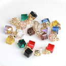20pcs Alloy Cube Crystal Pendants Charms Findings for Jewelry Making Crafts