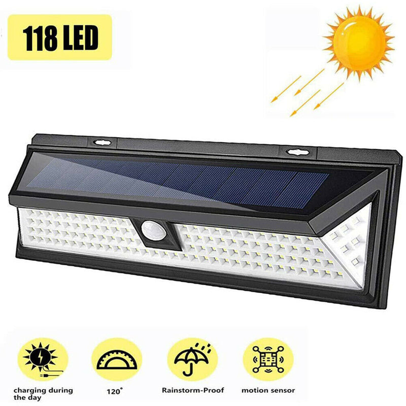LED Solar Wall Light Waterproof Human Motion Sensor Warning Lamp for Garden A