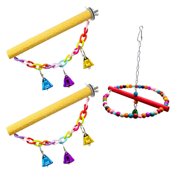 3 Pcs Bird Cage Hanging Swing Pet Parrot Parrot Climb Chew Toys for Pet Birds