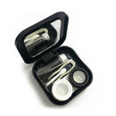 Travel Cute Cartoon Beard Contact Lens Case Eye Care Kit Holder Black Square Box
