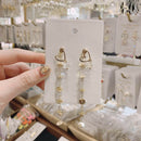 Girl Geometric Fashion Crystal Beads Earrings Female Love Beads Long Chain