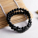 8MM Natural Obsidian Beads Double Winding Charm Buddha Bead Fashion Bracelets