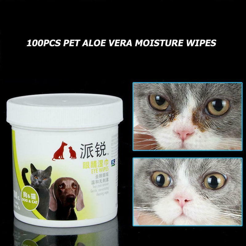 100pcs Pet Dog Cat Eyes Cleaning Paper Towels Eye Wet Wipe Stain Remover