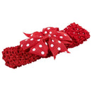 Baby Girl Rib Dovetail satin ribbon Polka Dot Bow Elastic hair band(Red)