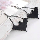Halloween Bat Earrings Black Drop Dangle Ear Hook Women Girl's Punk Jewelry Gift