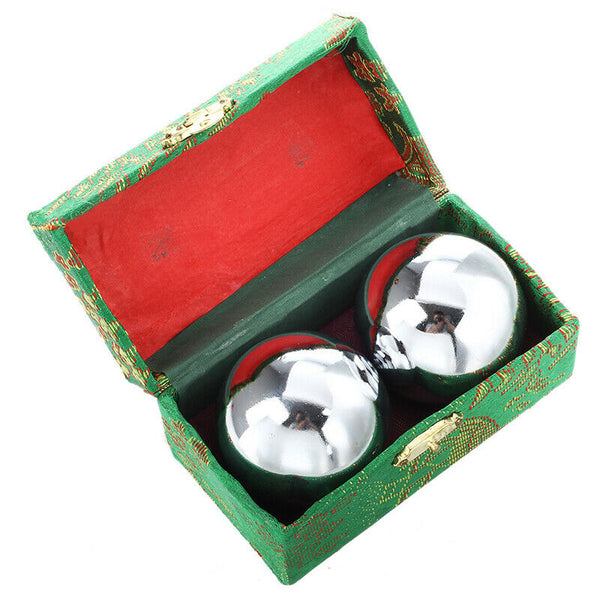 52mm Baoding Balls Chinese Health Ministry Stress Balls - Chrome Color W1Y7