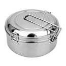 Large Portable Stainless Steel Round Lunch Box Bento Canteen School Office