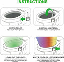 4Pcs LED Toilet Bowl Night Light Motion Sensor 8 Colors Bathroom Potty Seat Lamp