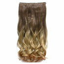 24" Ombre Color Clip in Hair Extensions One Piece Long Wavy Curly Dip Dye S W6T1