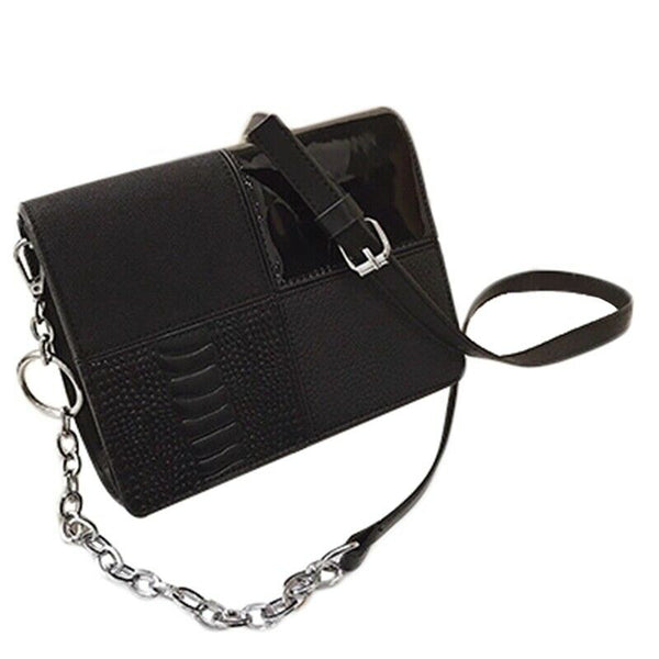 European Retro Fashion Square Bag Pu Leather Women's Designer Handbag Splic S7F9