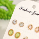 Fashion Simple Water Drop Pink Flower Opal Color Earrings Earrings Set Six