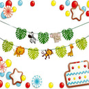Animal Cartoon Animal Jungle Leaf Theme Bunting Birthday Banner Party Decor FT