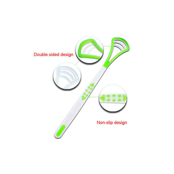 Tongue Cleaner Soft Dental Care Brush Oral Clean Bad Breath Scraper Handle PTM