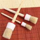 3pcs Natural Boar Bristle Wooden Bath Cleaning Brush for Car Wheels Interio