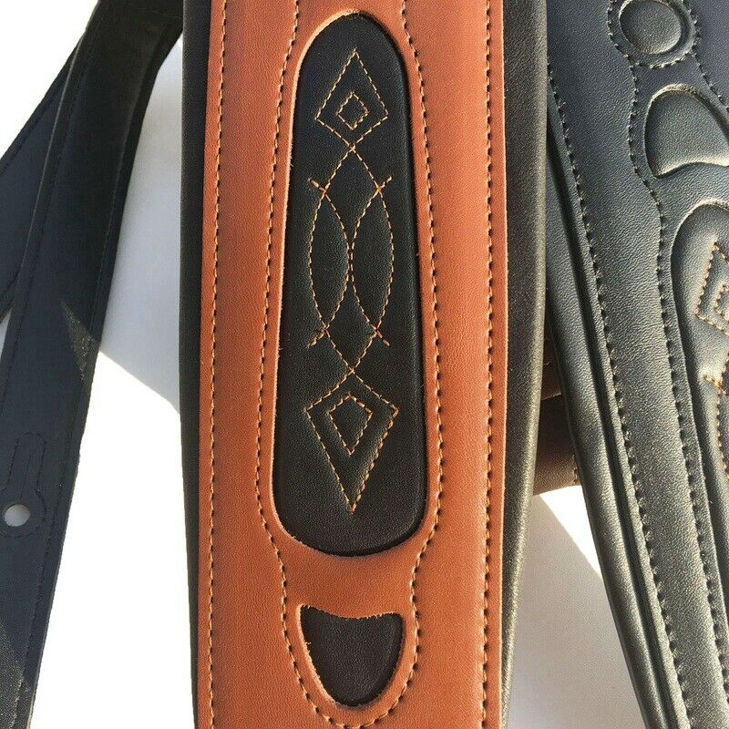 Leather Real Cowhide Guitar Strap for Electric Bass Guitar Adjustable Padde