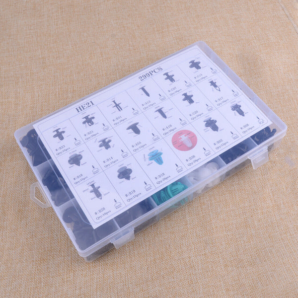 299pcs 18 Sizes Body Push Pin Rivet Clip Fastener Trim Kit