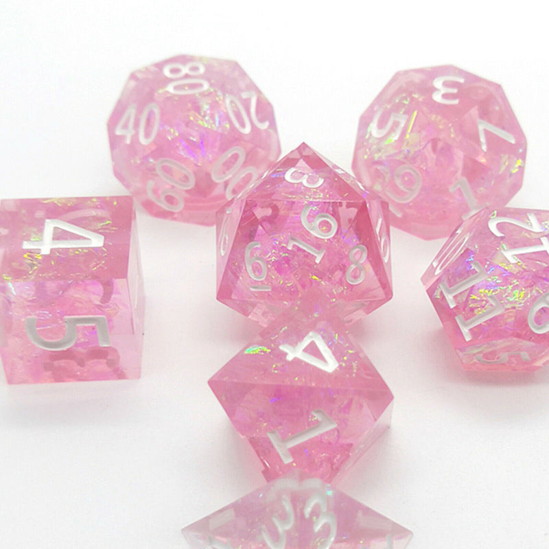 7PCS/Set DND MTG RPG Polyhedral Game Dices D4 D6 D8 D10 D12 D20 Pink
