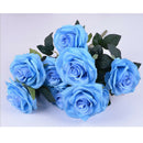 10 Heads Silk French Rose Artificial Flower Bouquet Floral Crafts Dark Blue