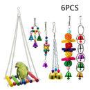 6Pcs Pet Bird Parrot Bite Toys Set Swing Claw ball Bell string Hanging Toys