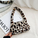 Animal Pattern Underarm Bag Women Mini Plush Shoulder Handbags Purse (8)