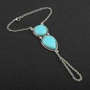 Lady Boho Retro Turquoise Finger Chain Ring Bracelets Hand Harness Jewelry WGQ