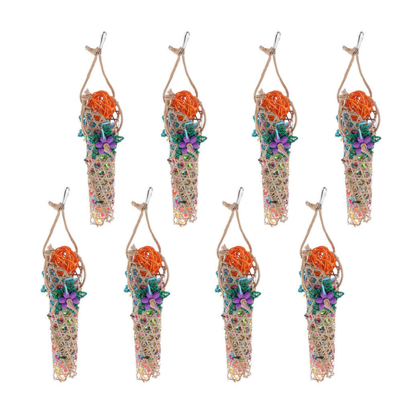 8x Birds Chew Rattan Toys Cage Hanging Decor Accessory For Small Large Birds
