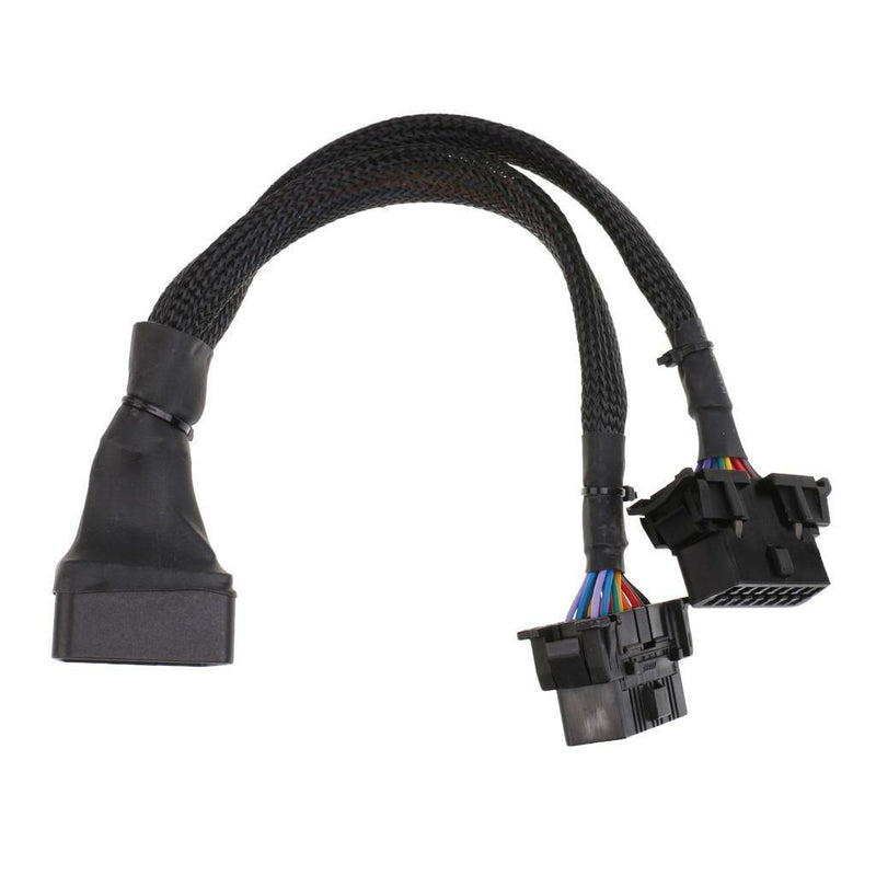 1 to 2 OBD2 OBDII 16 Pin Male to Female Y Splitter Extension Cable Connector