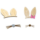 Wooden Wall Stickers Decor Ornaments Bunny Rabbit Ear Children Birthday Gif E2X9