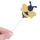 12Pcs Honeybee Fruit Picks Shiny Bee Paper Cupcake Toppers Party Dessert DecME