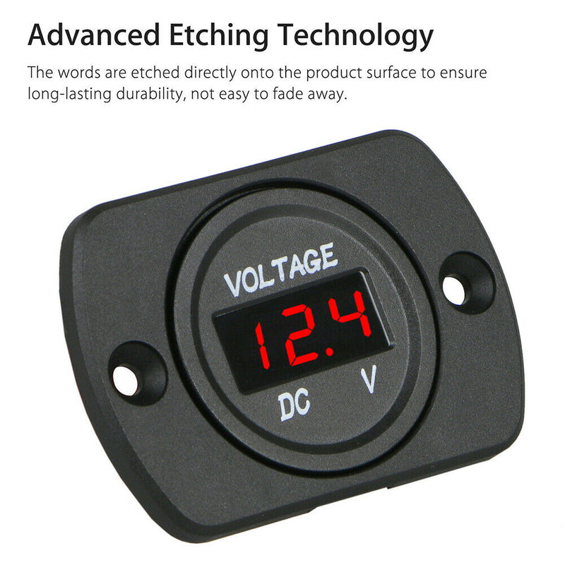 Durable Car Motorcycle Led Battery Gauge Digital Voltmeter Easy To Use 12-24V