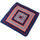 Lady Dark Blue Red White Stripe Print Square Kerchief Neck Scarf Wrap I9E5