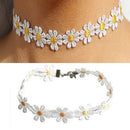 Women Daisy Choker Chain Necklace Lace Yellow White Flowers Boho Necklace OZ