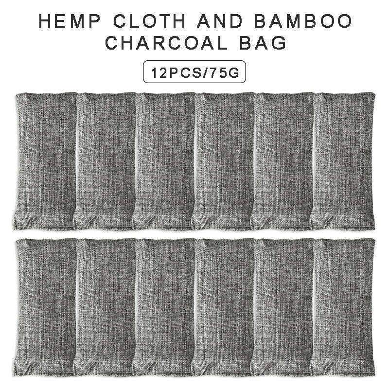 12 Packs 75G Bamboo Charcoal Bag Home Car Natural Air Freshener Purifier Bag